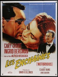 2p920 NOTORIOUS French 1p R2008 Roger Soubie art of Cary Grant & Ingrid Bergman, Hitchcock classic!