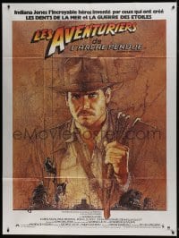 2p941 RAIDERS OF THE LOST ARK French 1p 1981 great art of Harrison Ford by Richard Amsel!