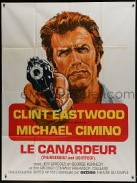 2p976 THUNDERBOLT & LIGHTFOOT French 1p R1980s different art of Clint Eastwood pointing gun!
