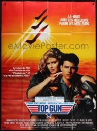 2p979 TOP GUN French 1p R1989 great image of Tom Cruise & Kelly McGillis, Navy fighter jets!