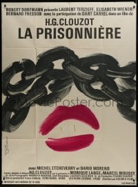2p997 WOMAN IN CHAINS French 1p 1968 Henri Clouzot's La Prisonniere, Excoffon art of lips & chain!
