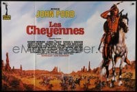 2p667 CHEYENNE AUTUMN French 31x45 R1990s John Ford western epic, cool different Jean Mascii art!