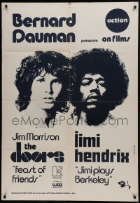 2p672 FEAST OF FRIENDS/JIMI PLAYS BERKELEY French 33x48 1975 Hendrix & Jim Morrison of The Doors!