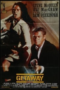 2p675 GETAWAY French 31x47 R1990s great color image of Steve McQueen & Ali McGraw, Sam Peckinpah!