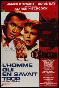2p684 MAN WHO KNEW TOO MUCH French 31x46 R1990s James Stewart & Doris Day, Alfred Hitchcock!