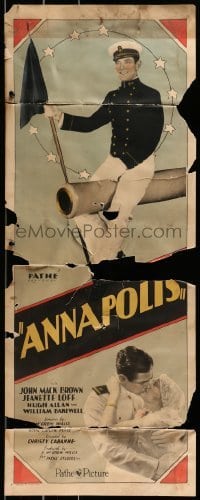 2p019 ANNAPOLIS insert 1928 cadet Johnny Mack Brown with flag on cannon + kissing Jeanette Loff!