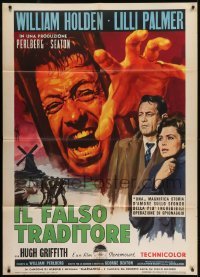 2p502 COUNTERFEIT TRAITOR Italian 1p 1962 different Nistri art of William Holden & Lilli Palmer!