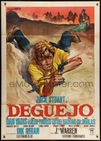 2p507 DEGUEYO Italian 1p 1966 great spaghetti western art of Jack Stuart with gun on ground!