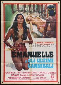 2p511 EMANUELLE & THE LAST CANNIBALS Italian 1p 1977 Joe D'Amato, sexy art of naked Laura Gemser!