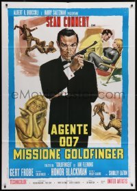 2p525 GOLDFINGER Italian 1p R1970s art of Sean Connery as James Bond + sexy golden Shirley Eaton!