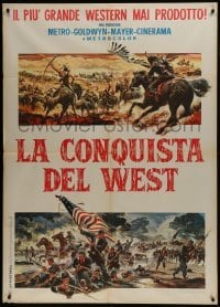2p531 HOW THE WEST WAS WON Italian 1p 1964 John Ford classic western epic, cool Reynold Brown art!