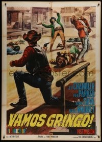 2p539 JAYHAWKERS Italian 1p R1966 different Casaro art of cowboys in shootout on the street!