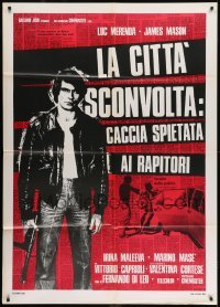 2p542 KIDNAP SYNDICATE Italian 1p 1975 full-length Luc Merenda in leather jacket with machine gun!