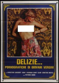 2p564 LUSTY BUSINESS Italian 1p 1981 c/u of sexy half-naked woman, French sex, Lingeries intimes!