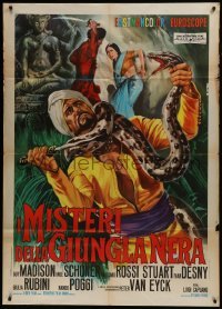 2p573 MYSTERY OF THUG ISLAND Italian 1p 1965 different Casaro art of Guy Madison wrestling snake!