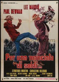 2p583 POCKET MONEY Italian 1p 1972 great different Ciriello art of Paul Newman & Lee Marvin!