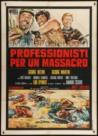 2p584 PROFESSIONALS FOR A MASSACRE Italian 1p 1967 Gasparri art of Hilton, Martin & Edd Byrnes!