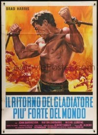 2p593 RETURN OF THE GLADIATOR Italian 1p 1971 art of bound barechested strongman Brad Harris!