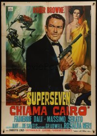 2p608 SUPERSEVEN CALLS CAIRO Italian 1p 1965 Umberto Lenzi, art of spy Roger Browne by Casaro!