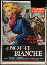 2p622 WHITE NIGHTS Italian 1p 1957 Luchino Visconti, Innocenti art of Maria Schell, Dostoyevsky!