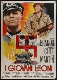 2p631 YOUNG LIONS Italian 1p R1977 different Spagnoli art of Nazi Marlon Brando & Dean Martin!