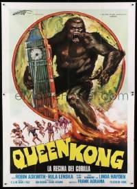 2p467 QUEEN KONG Italian 2p 1977 fantastic art of giant ape terrorizing Big Ben in London!
