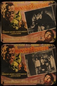 2p158 EL MONSTRUO RESUCITADO 8 Mexican LCs 1953 1st in Mexican horror new wave, Frankenstein-like!