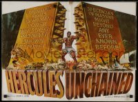 2p088 HERCULES UNCHAINED die-cut pressbook 1960 art of mighty Steve Reeves, cool die-cut cover!