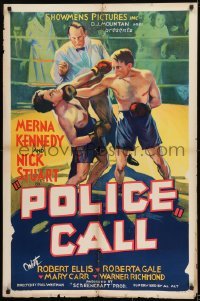 2p018 POLICE CALL 1sh 1933 Nick Stuart, cool stone litho of Nick Stuart boxing in the ring!