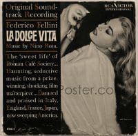 2p209 LA DOLCE VITA 33 1/3 RPM soundtrack record 1961 Federico Fellini, sexy Anita Ekberg w/kitten!