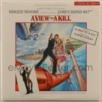 2p218 VIEW TO A KILL 33 1/3 RPM soundtrack record 1985 Goozee art of Roger Moore as James Bond!
