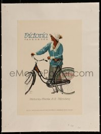2p122 LUDWIG HOHLWEIN linen 8x12 German book page 1926 Victoria, art of woman with bicycle!