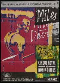 2p075 MILES DAVIS 34x47 Belgian music poster 1980s live jazz performance in Brussels, Borgers art!