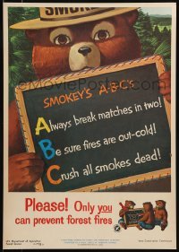 2p064 SMOKEY'S A-B-C'S 13x19 special poster 1962 Smokey the Bear, you can prevent forest fires!