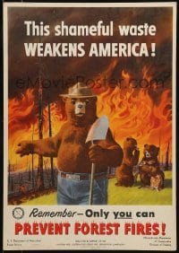 2p066 THIS SHAMEFUL WASTE WEAKENS AMERICA 13x19 special poster 1951 Smokey the Bear, prevent fires!