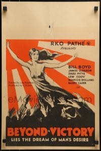 2p244 BEYOND VICTORY WC 1931 art of WWI soldiers reaching for pretty woman under Japanese sun!