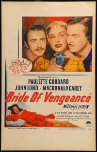 2p251 BRIDE OF VENGEANCE WC 1949 art of sexy Paulette Goddard, John Lund, Macdonald Carey!