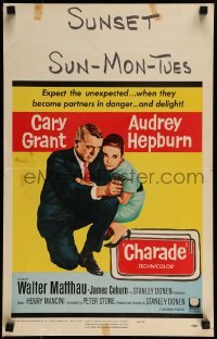 2p261 CHARADE WC 1963 tough Cary Grant protecting sexy Audrey Hepburn, expect the unexpected!