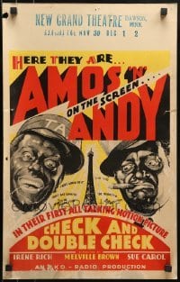 2p263 CHECK & DOUBLE CHECK WC 1930 great art of Amos 'n' Andy in the only movie adaptation!