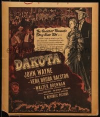 2p270 DAKOTA WC 1945 John Wayne & pretty Vera Ralston in a romantic spectacle of the West, rare!