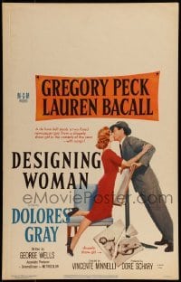 2p274 DESIGNING WOMAN WC 1957 different art of Gregory Peck & Lauren Bacall kissing!