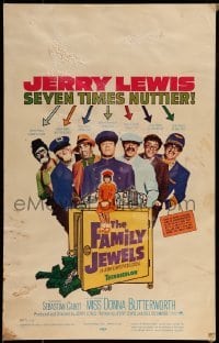 2p282 FAMILY JEWELS WC 1965 Jerry Lewis is seven times nuttier in seven roles, wacky art!