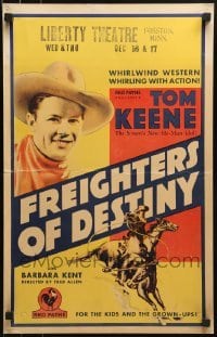 2p290 FREIGHTERS OF DESTINY WC 1932 great c/u of cowboy Tom Keene & art with lasso on his horse!
