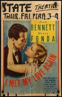 2p311 I MET MY LOVE AGAIN WC 1938 wonderful romantic close up art of Joan Bennett & Henry Fonda!