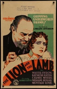 2p335 LION & THE LAMB WC 1931 art of Montagu Love & Carmel Myers, gripping underworld drama!