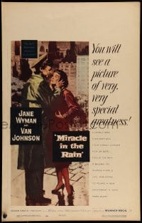 2p353 MIRACLE IN THE RAIN WC 1956 great romantic close up of Jane Wyman & Van Johnson!
