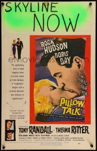 2p372 PILLOW TALK WC 1959 bachelor Rock Hudson loves pretty career girl Doris Day, great kiss c/u!