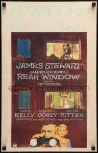 2p376 REAR WINDOW WC 1954 Alfred Hitchcock, voyeur Jimmy Stewart w/ binoculars & sexy Grace Kelly!