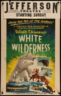 2p413 WHITE WILDERNESS WC 1958 Disney, cool art of polar bear & arctic animals on top of world!