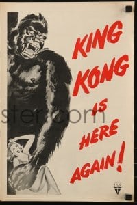 2p090 KING KONG/I WALKED WITH A ZOMBIE pressbook 1956 horror double-bill with wonderful giant ape art!